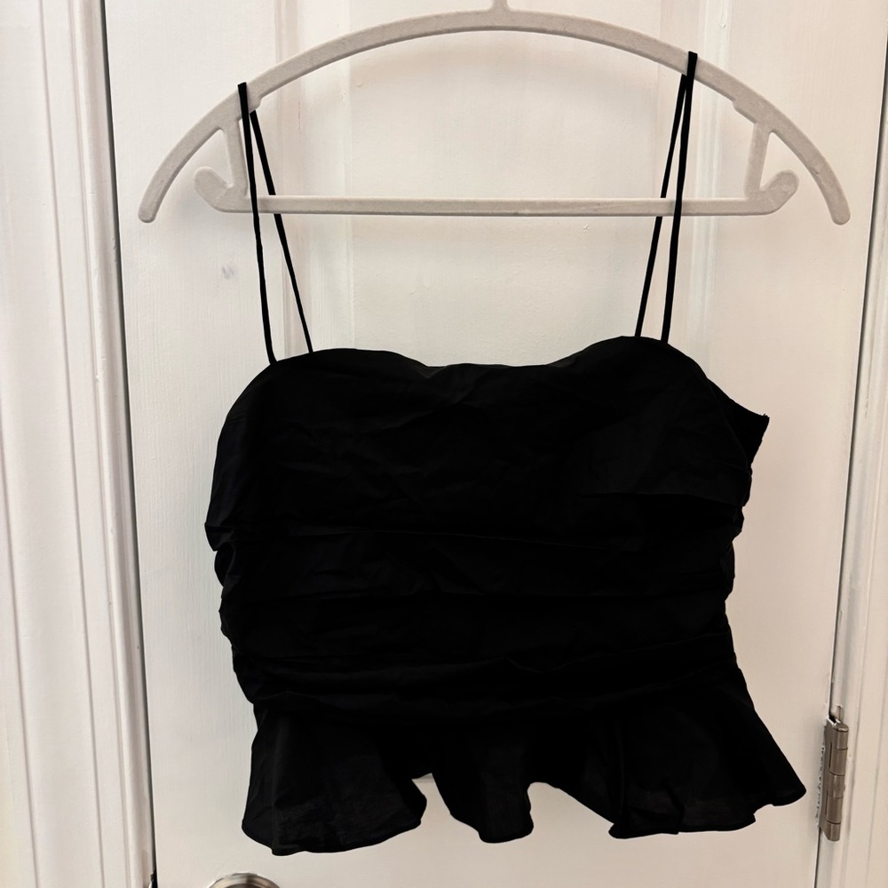NWT Nasty Gal Black Ruffled Camisole Strapped Bralette Top size 6 Party